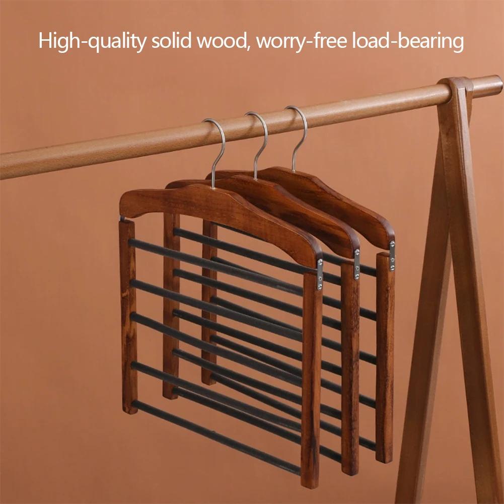 Scaffale Multifunzionale Multi-livello in Legno Massello per Pantaloni Appendiabiti Domestico in Legno Scaffale porta Asciugamani Sciarpe Cravatte Non segna