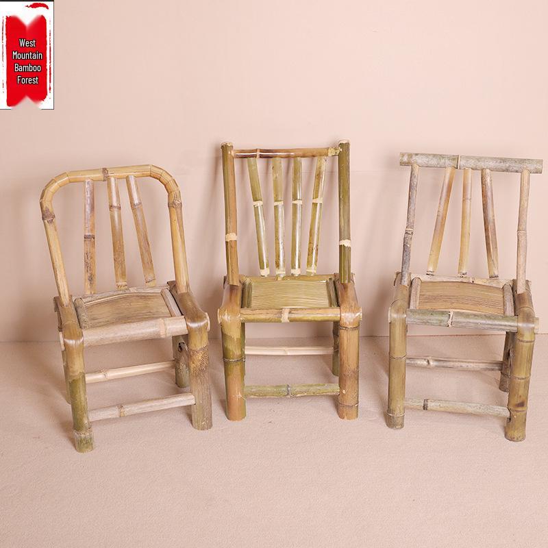 Retro Hand-Woven Bamboo and Rattan Chair for Home and Balcony