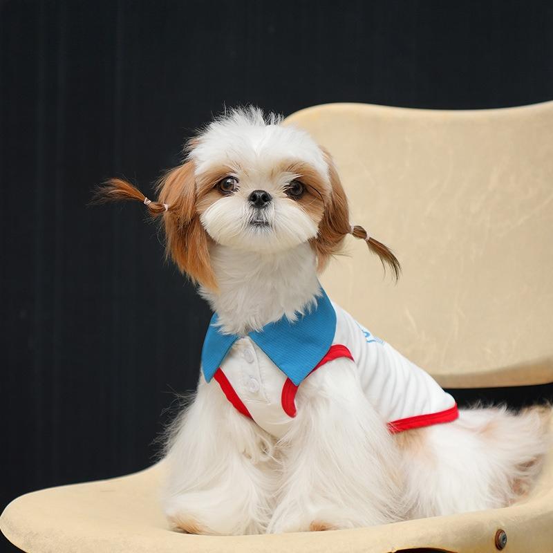 Dog Clothing Summer Lightweight Sports Tennis Vest with Breathability and Anti-fur Shedding Feature, Teddy Bear Breed, for Outdoor Use.