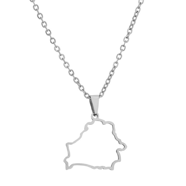 Stainless Steel Belorussia Map Pendant Necklace Belorussia Jewelry With Chain