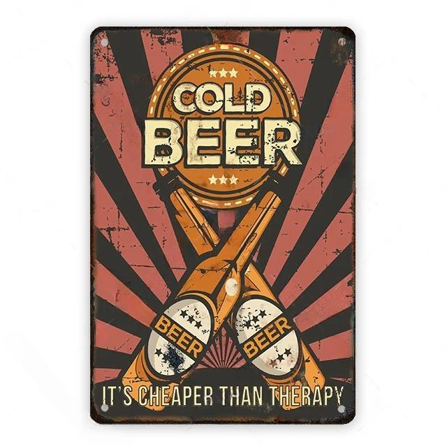 Cold Beer Posters Vintage Metal Tin Signs Drink Retro Bar Club Pub Restaurant Wall Art Decoration Plate