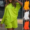 One-shoulder 2 Pcs/Set Women Tracksuit Solid Color Short Pants Leisure Summer Top Set for Daily Wear