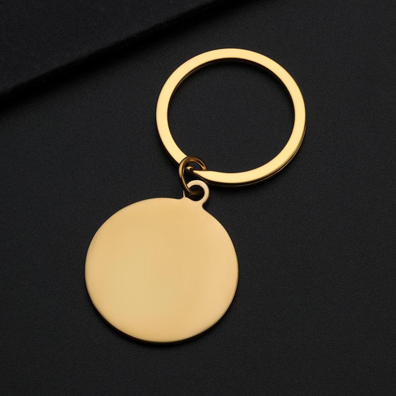 Laser-Printed Stainless Steel Round Keychain - Engravable Gift Item