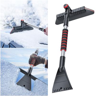 2 In 1 Extendable Ice Scraper Multifunctional Detachable Snow Brush Ergonomic Handle Retractable Snow Remover Auto Cleaner Tool