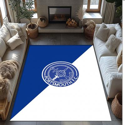 Portsmouth FC Soccer Football Pattern Soft Area Rug Non Slip Indoor Floor Carpet Sports Decor Mat for Bedroom