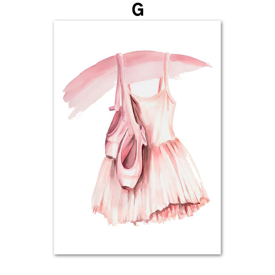 Pink Ballet Girl Rainbow Unicorn Shoes Nursery Wall Art Canvas Painting Posters And Prints Pictures For Baby Kids Room Decor