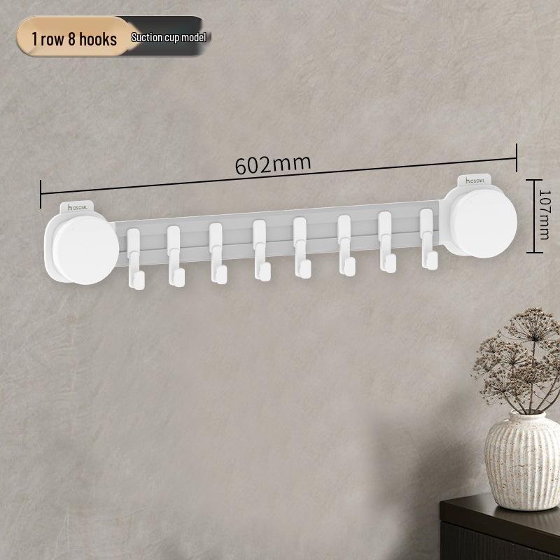Strong Suction Mop Holder: No-Drill, Traceless, Wall Mount Clip for Kitchen or Bathroom with Widened, Movable, Load-Bearing Hook.