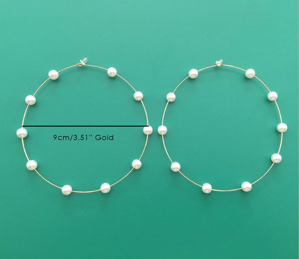 Gold/Silver Color Imitation Pearl Bead Oversize Big Hoop Earrings for Women Large Hoop Statement Earrings Festival Party Jewelry