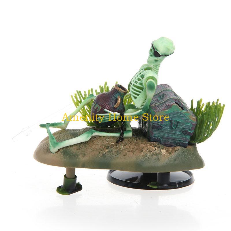 

F26C Aquarium Resin Skull Decorations Small Skeleton for Fish for Tan зелёный