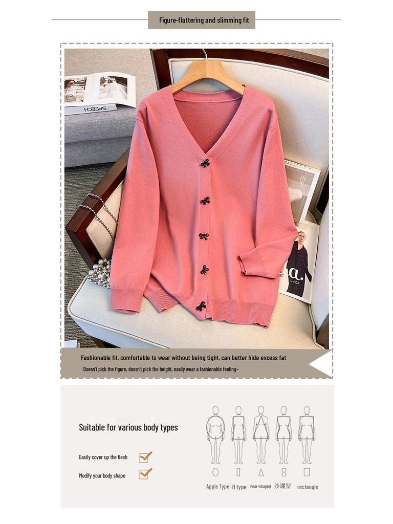 Plus Size Women's Loose Knit Cardigan Sweater, Bust 150/160, Size 350/8506
