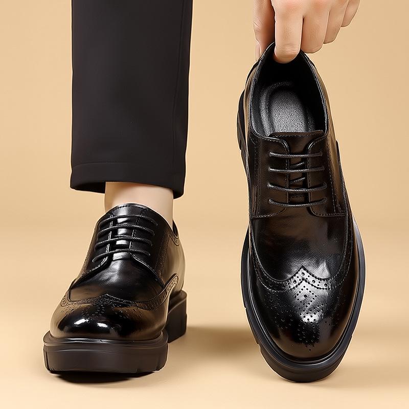Herren-Größenerhöhende Brogue-Lederschuhe - Modell 2026, Lässig-Business, Dicke Sohle, Perfekt für Hochzeiten und Bräutigame
