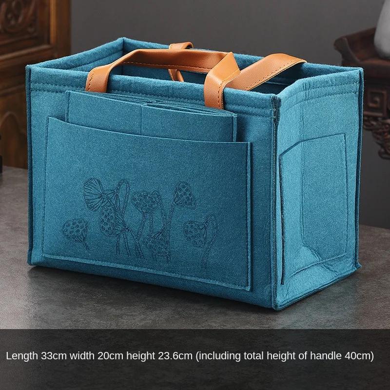 

2025 Outdoor Travel Tea Set Storage Bag Portable Car Teapot Tea Cup Storage Bag Multi functional Storage Bag Tea Cozies L синій