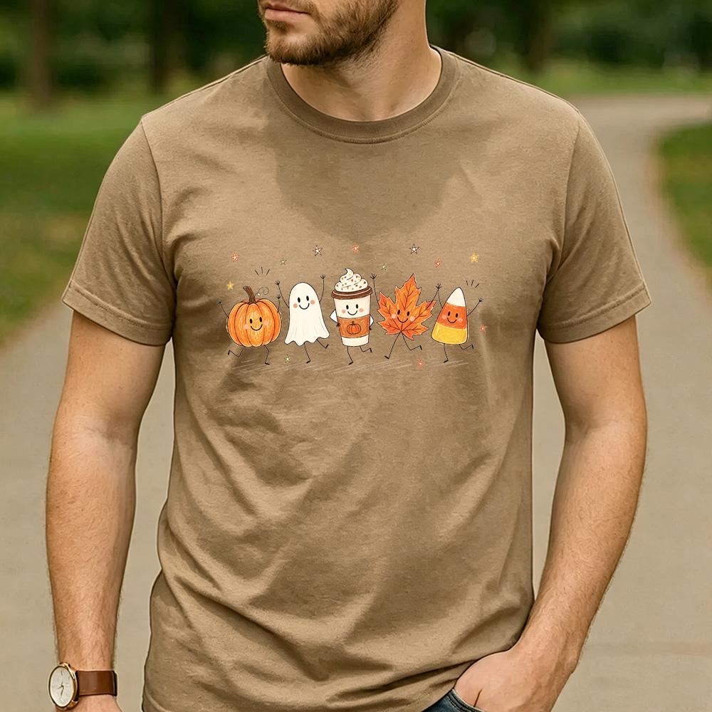 Rhinestone Pumpkin Spice Floral Pumpkin Latte Graphic T Shirt Unisex Cotton Short Sleeve Fall Autumn Coffee Lover Casual Tee