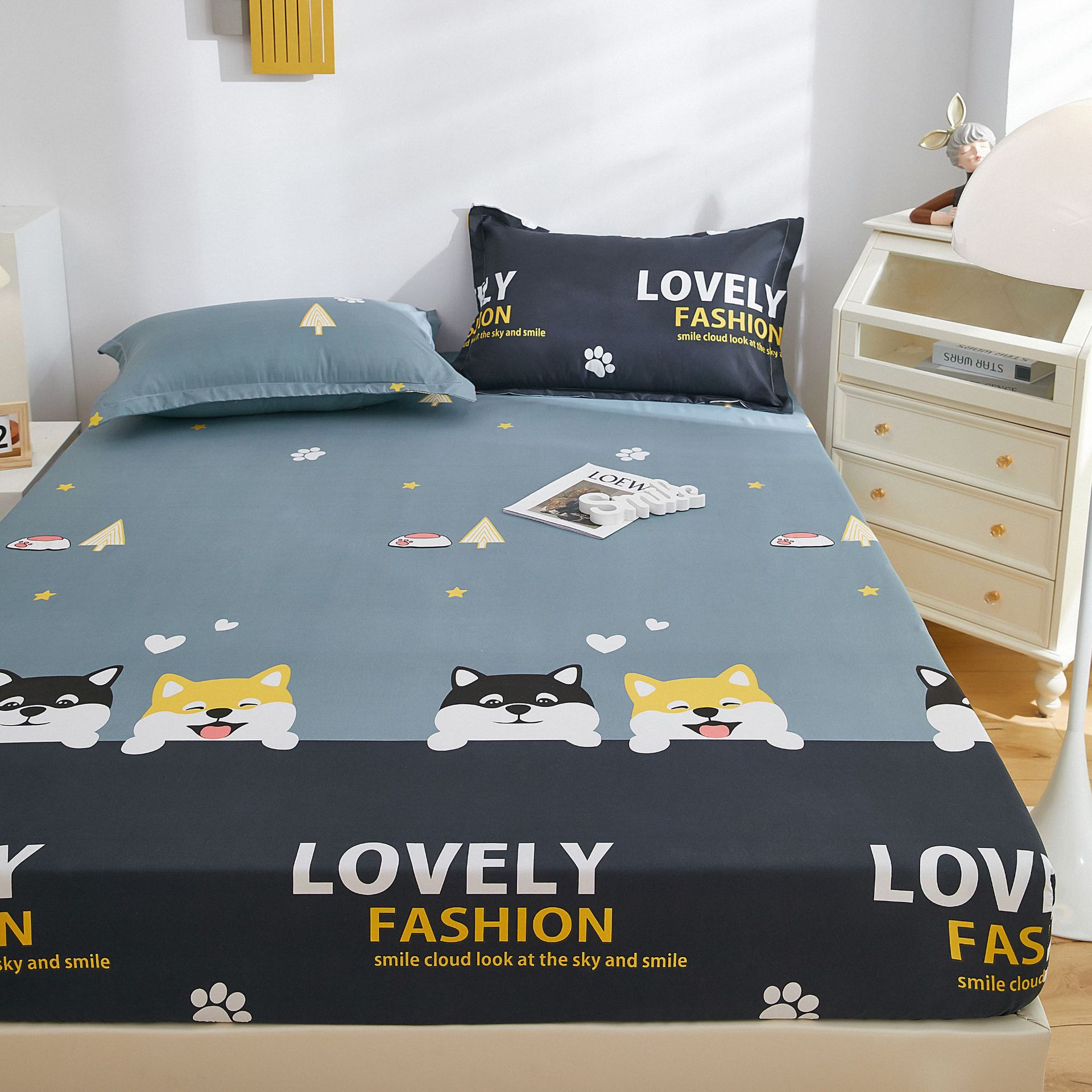 

Waterproof Solid Fitted Sheet Nordic Bed Sheet Adjustable Mattress Cover 4 Corner Elastic Belt Multi Size Waterproof Bed Sheet 90x200cm