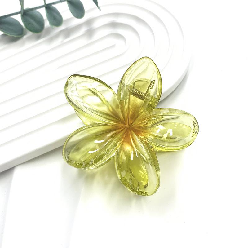 Retro Colorful Frangipani Flower Hair Claw Clip for Women