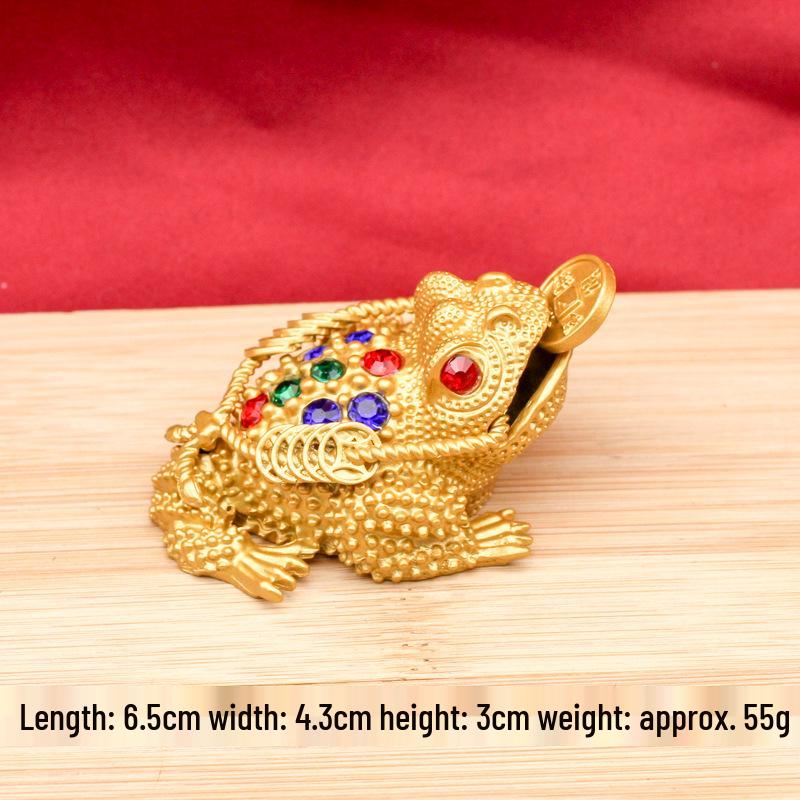 Three-Legged Golden Toad Wealth Figurine – Handcrafted Luck & Prosperity Decor for Home or Office