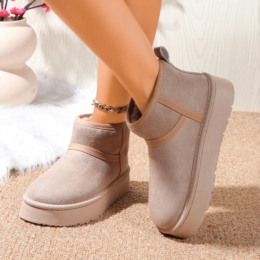 Fashion Thick Plush Platform Snow Boots Women Winter Keep Warm Cotton Shoes Suede Cpomfortable  Ankle Botas Padded Shoes for Women