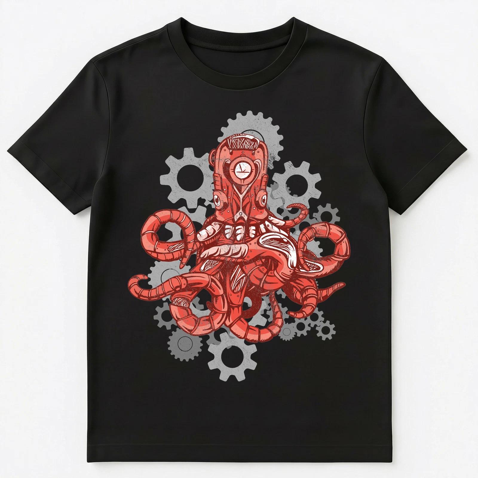 Mechanical Steampunk Octopus Graphic Unisex T-Shirt S