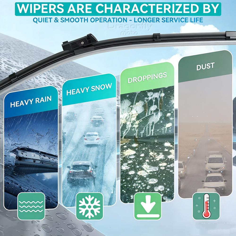 Front Windshield Wiper Blades 2x Windscreen Window Accessories 2000 2008 2012 2015 2017 2019 2020 For Citroen Berlingo 1996-2023