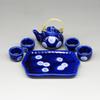 Miniature Teaware Set Model For Children And Collectors With Blue White Porcelain Teapot Cup Tray Doll House Furniture