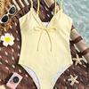 European and American One-piece Bikini Plaid Striped Print Knotted Sexy Bikini Seaside Swimsuit Women