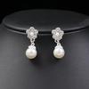 1 Set Wedding Faux Pearl Jewelry Women Flower Necklace And Earrings Elegant White
