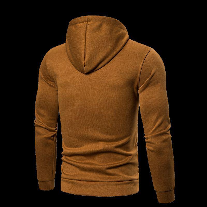 2025 Men's Trendy Solid Color Hooded Sweatshirt - Autumn/Winter Versatile Casual Pullover