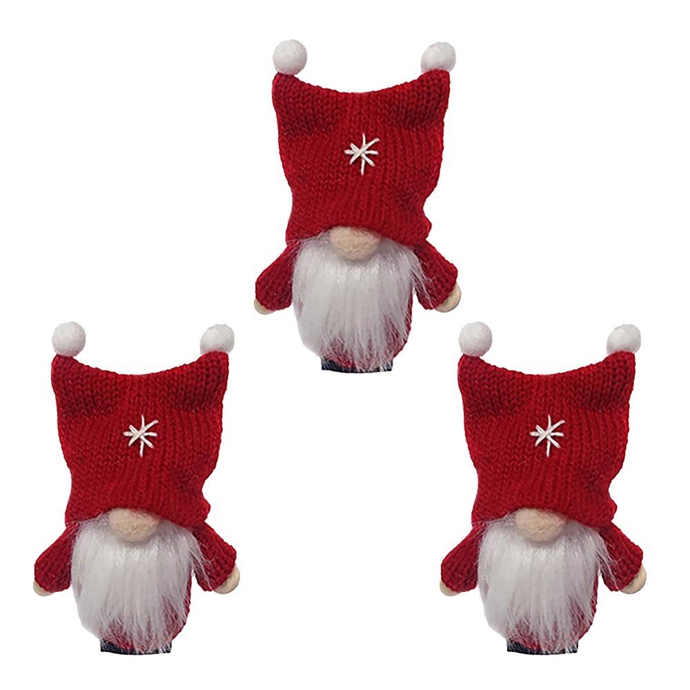 3 Pcs Mini Christmas Gnome Pendant Soft Elf Gnome Figurine Faceless Rudolph Pendant  Home Decor