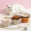 Ice Cream Shape Ceramic Cat Bowl High Foot Protection Flat Bottomed Elevated Cat Bowl Non Slip Large Diameter Cat Food Bowl