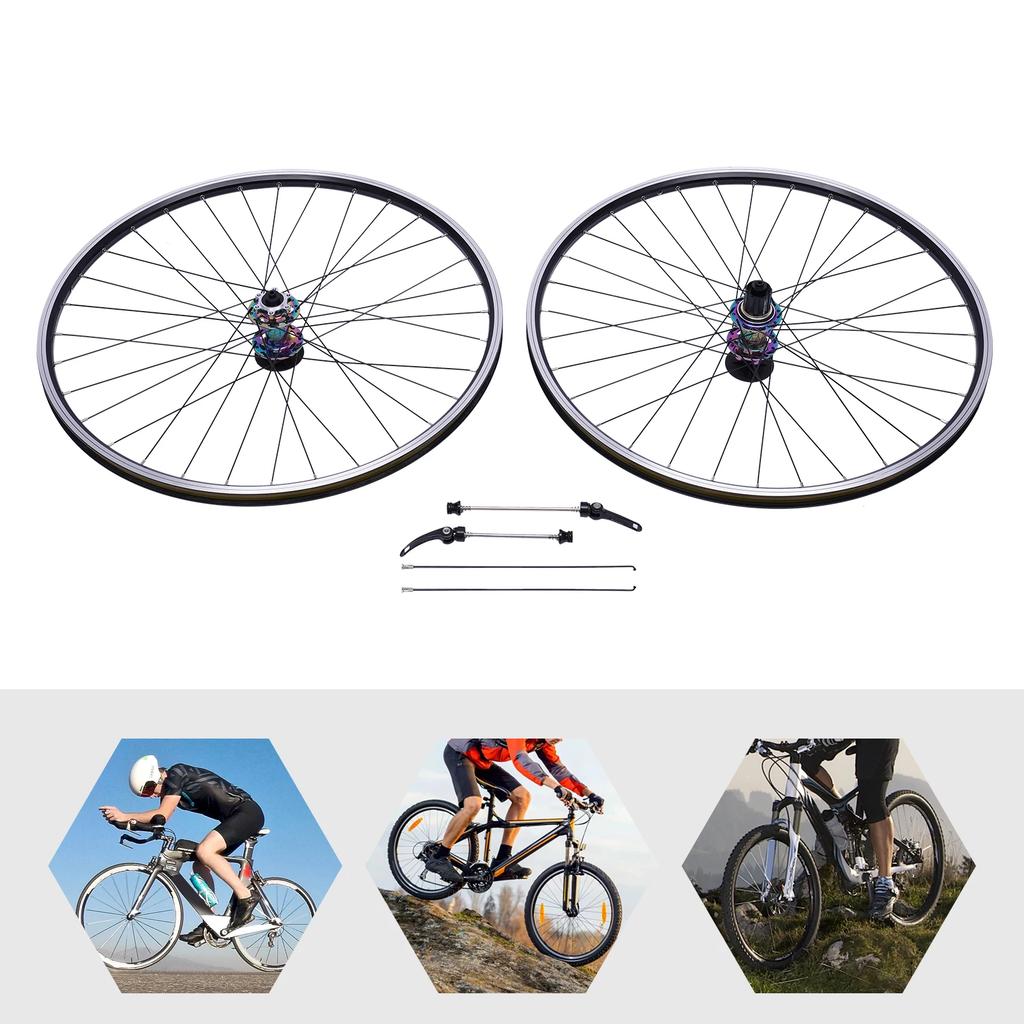 27.5In MTB Wheelset Aluminum Alloy Disc Brake Ready(441lbs Load Capacity) - Quick Release Front Rear Black Mountain Bike Wheels