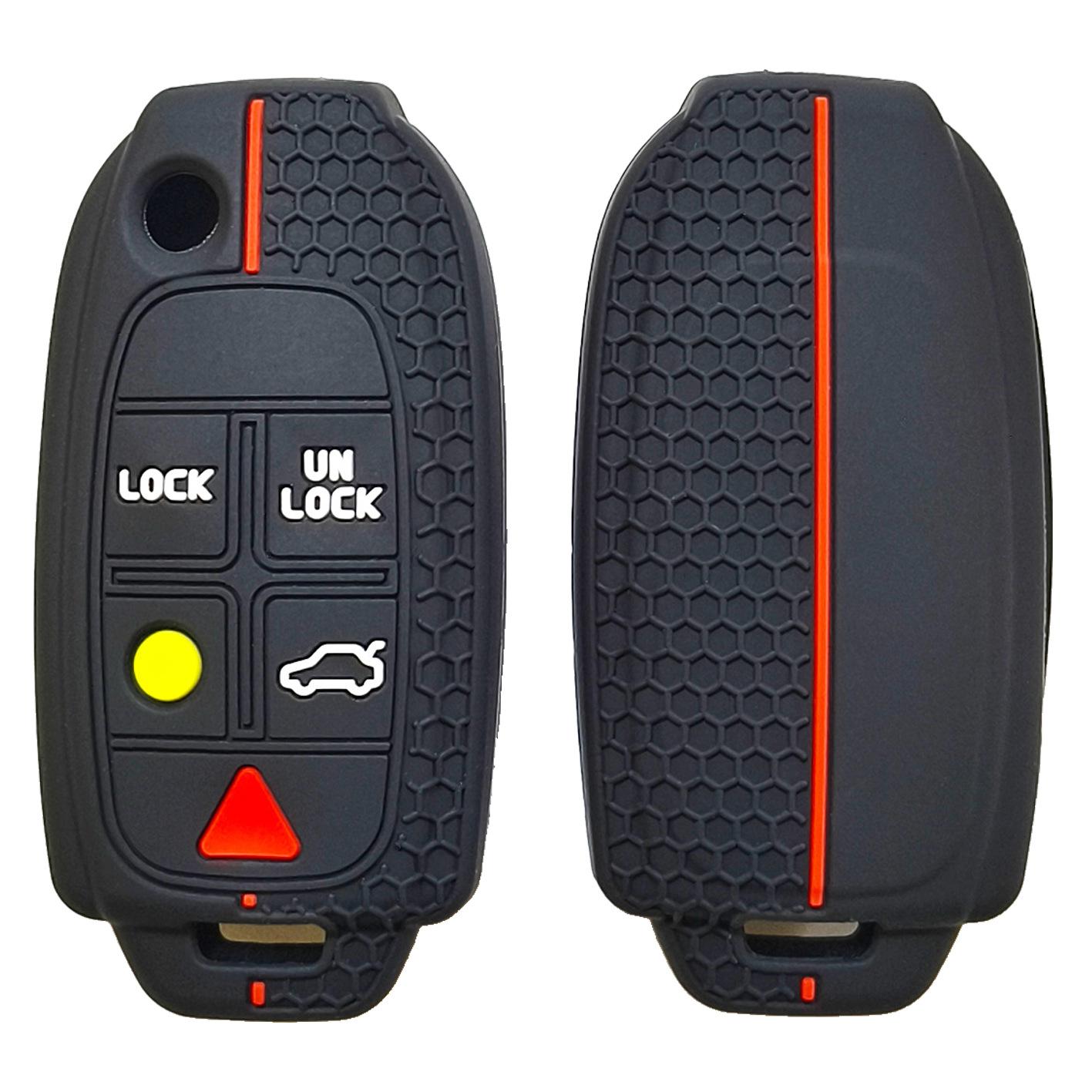 Drop-proof key cover for Volvo XC90 folding 5-button key cover, old Volvo S80 honeycomb pattern silicone key bag
