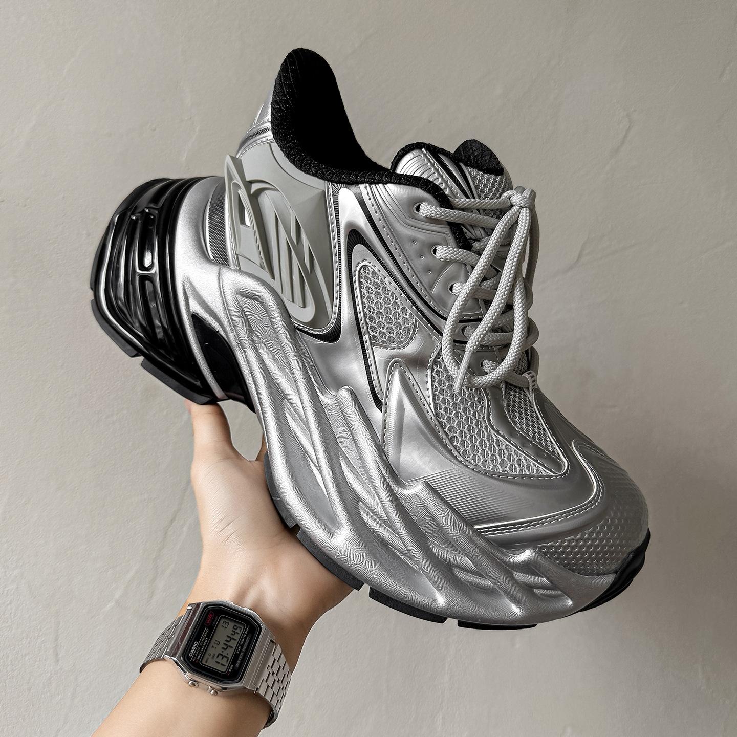 

New CM thick-soled heightening dad shoes casual couple sneakers heightening shoes 44 срібний