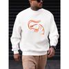Men's Red Shrimp Graphic Casual Sweatshirt, Relaxed Fit Round Neck with Seafood Design, Machine Washable Everyday Comfort.