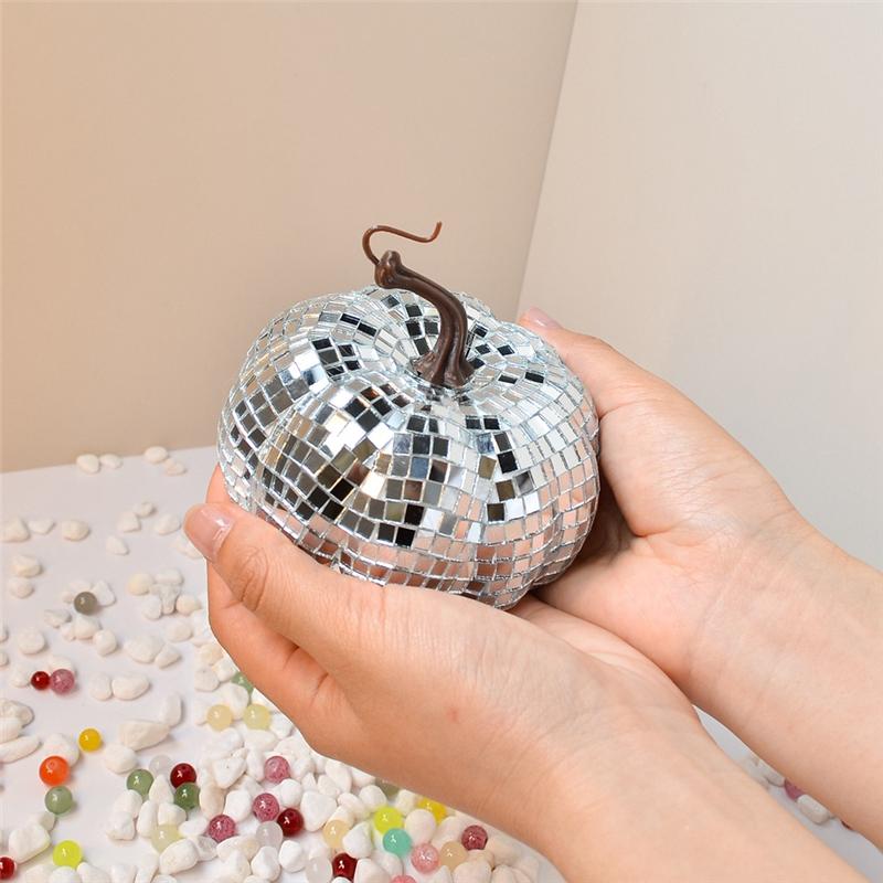 

AEE2-Silver Mirror Disco Ball, Pumpkin Shape Disco Ball, Suitable For DJ Club Party, Halloween Reflective Pumpkin Ball