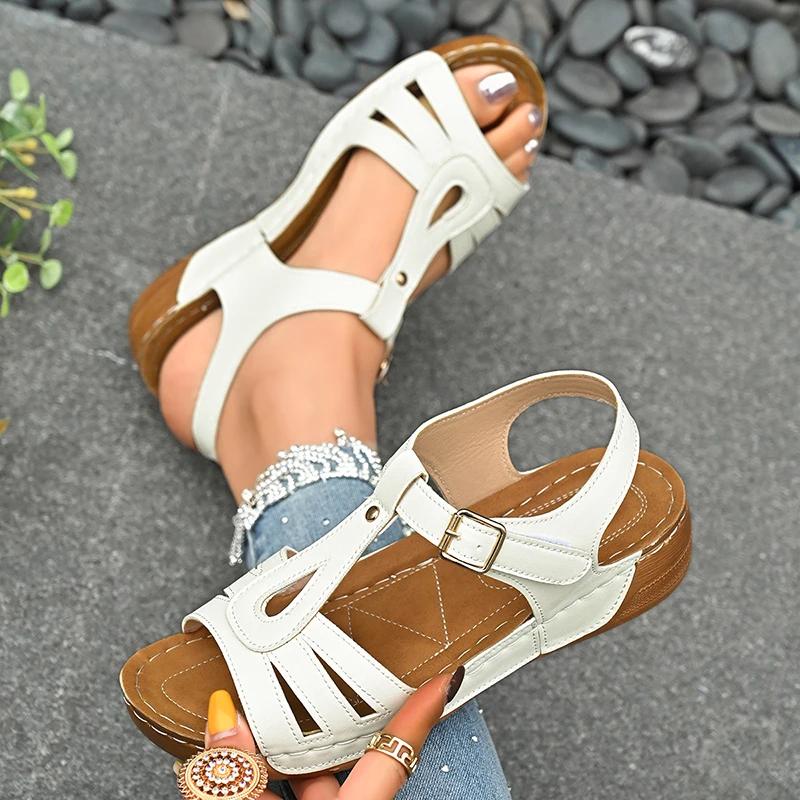 Fashion Women's Sandals 2025 Summer Women Wedge Sandals Lightweight Ankle Buckle Platform Women Shoes Gladiator Sandals Beach Sandles