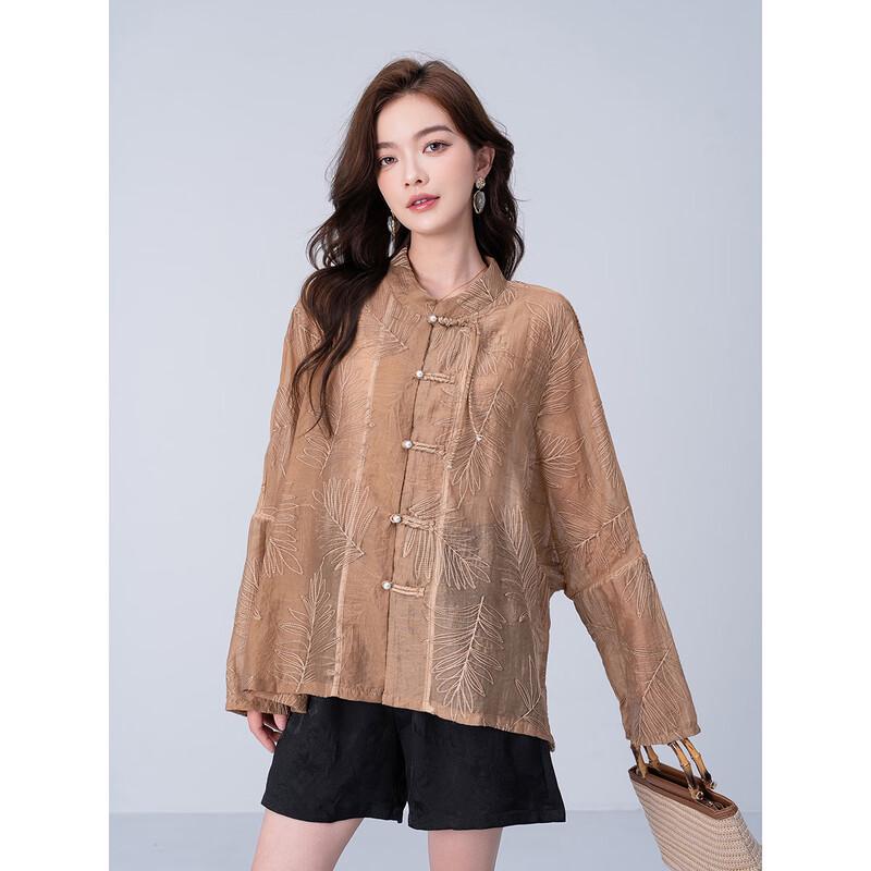 Aiyilian New Chinese Style Embroidered Thin Cardigan Jacket M