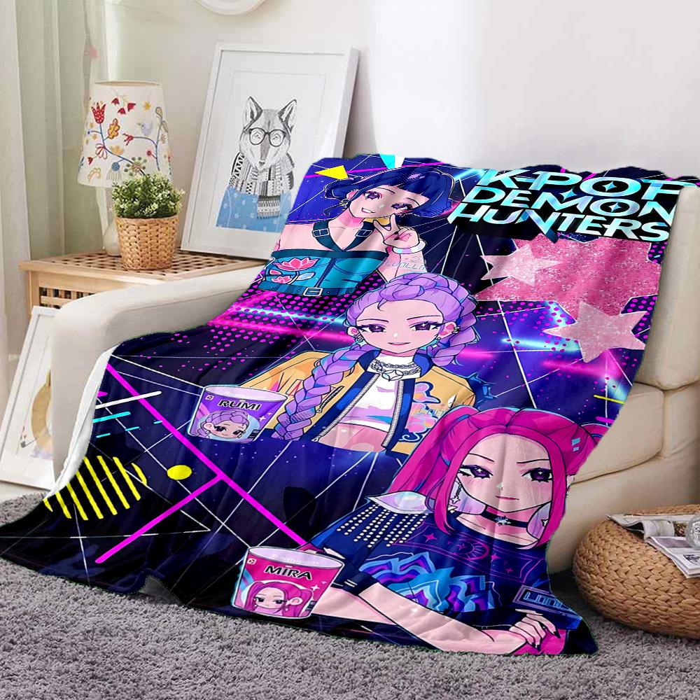 1PC K Pop Demon Hunters Blanket, Throw For Sofa, Bed, Travel, Camping, Livingroom,
