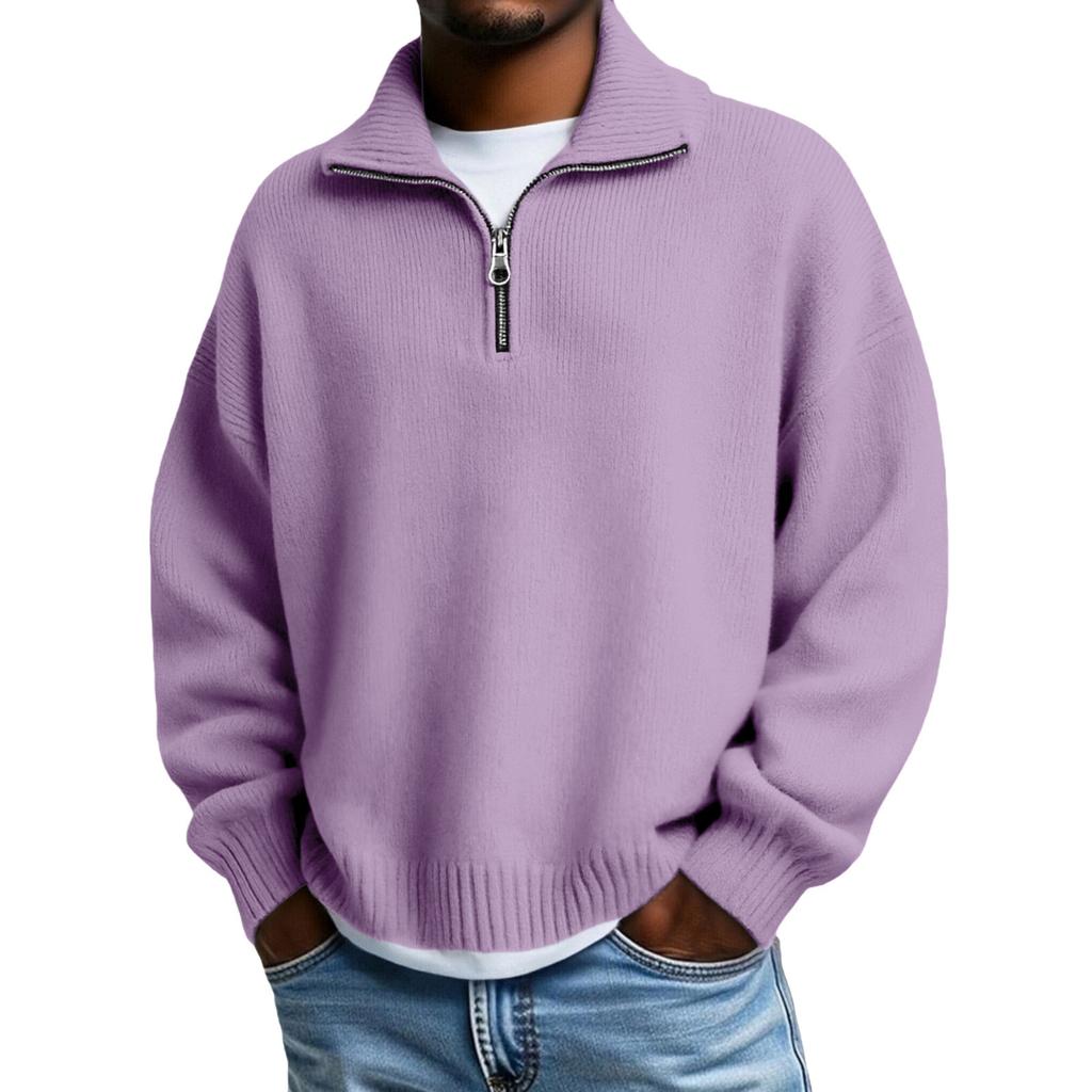 Men's Big Size Knitting Zipper Keep Warm Base Layer Shirt Sweater