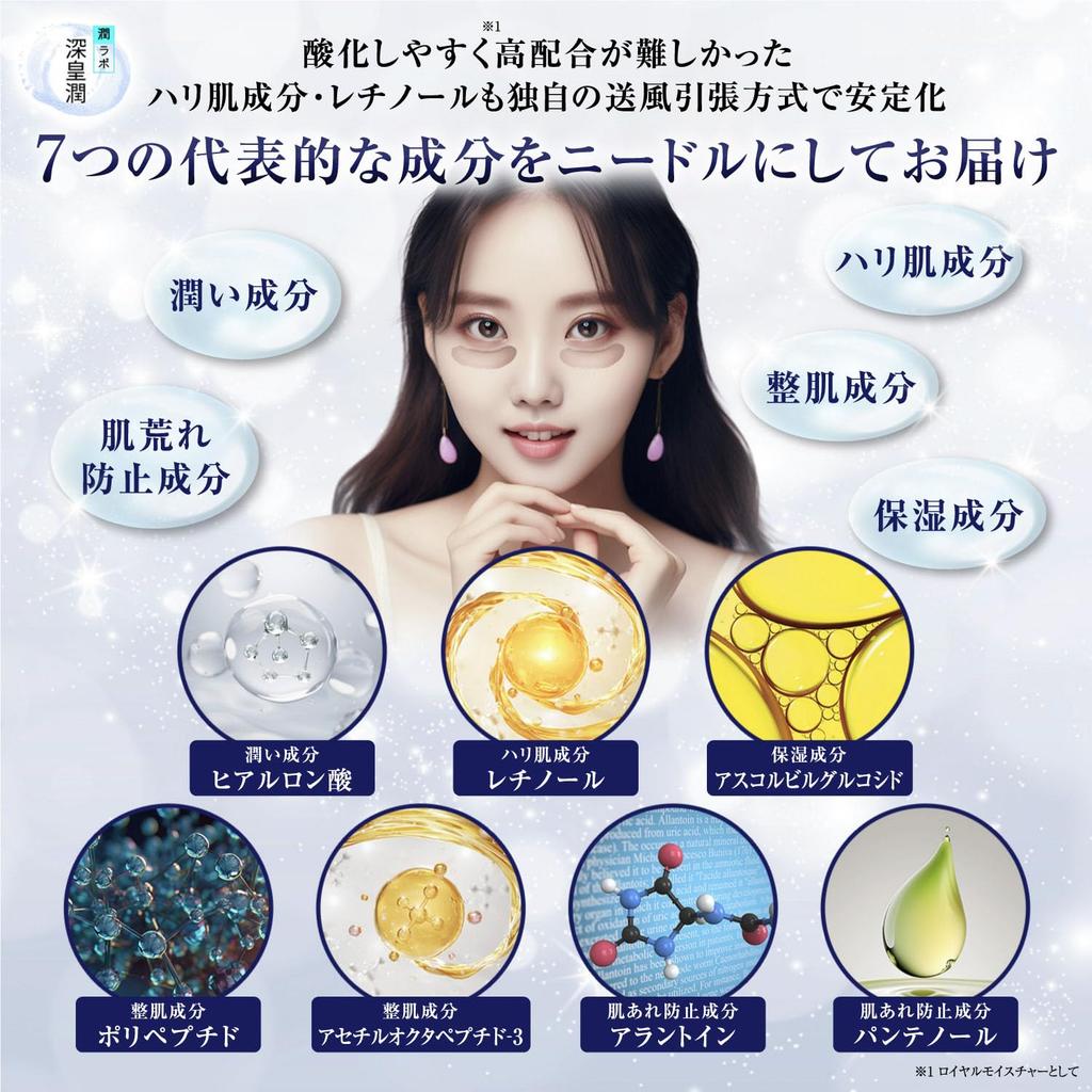 Jun Labo Shinkojun Hyaluronic Acid Microneedle Patches for Eye Suitable for Men [Retinol] Area, (3-Pack)