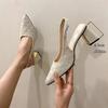 Elegant Open Heel Sandals for Women Square Heel Pointed Tip Solid Color Luxury Sandals Women Designers Leisure Workplace Heels