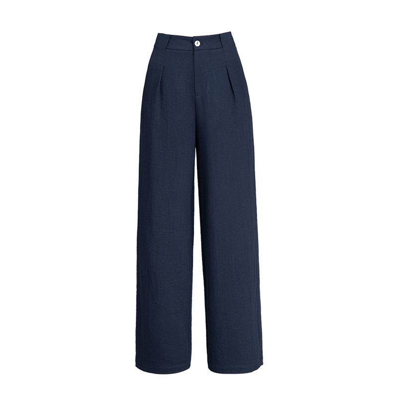 Women's High-Waist Tencel Linen Wide-Leg Pants, Summer 2025, Relaxed, Slimming, Floor-Length