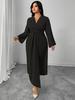 Elegant Long-Sleeve Waist-Slimming Bodycon Dress with Irregular Hem