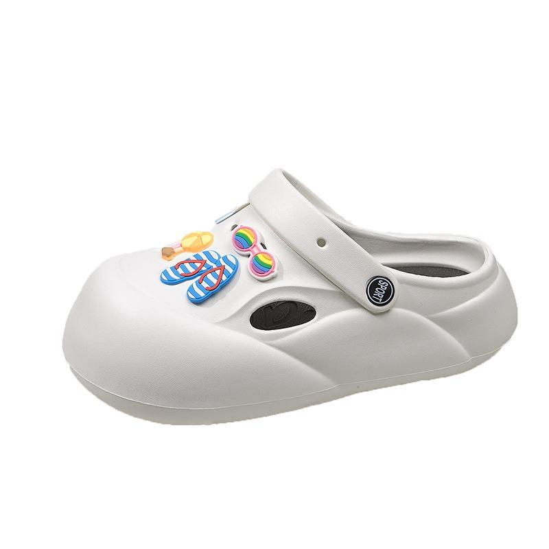 Baotou Platform Slippers Women's Outer Wear Summer New Non-slip Two Wear Hole Shoes Beach Versatile Sandals