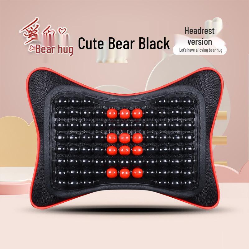 Cartoon Bear Wooden Bead Car & Office Cushion Set - 3-Piece, All-Season