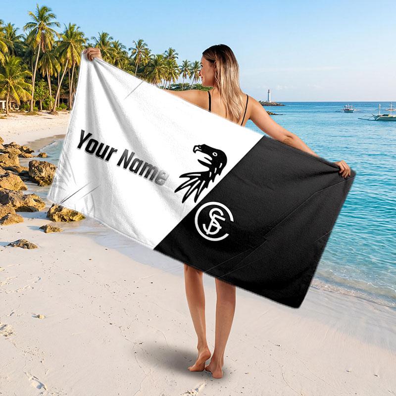 Asciugamano da Spiaggia Personalizzato SC Freiburg, Stampa Testo Nome Personalizzato, Asciugamano Morbido Asciugatura Rapida con Logo Calcio, Regalo per le Vacanze