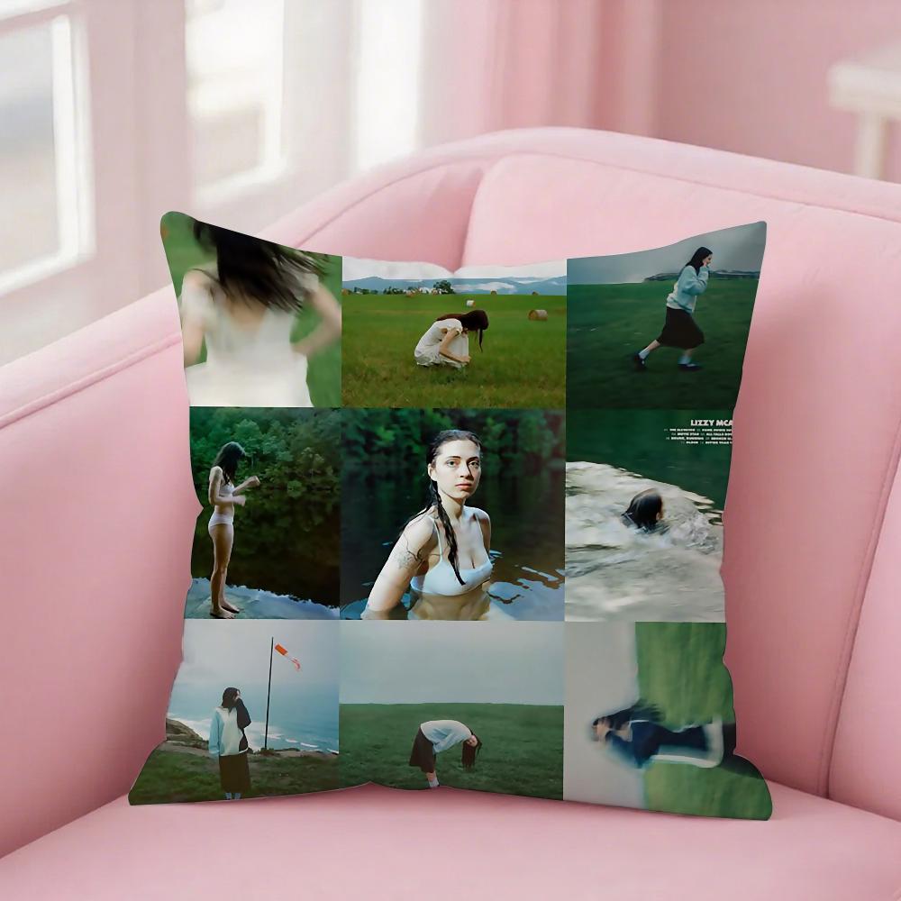 Singer Lizzy McAlpine Older Pillow Case Square Double-Sided Printing Short Plush Sofa Cushion Cover Bedroom Bedside Pillow 12x12Inch