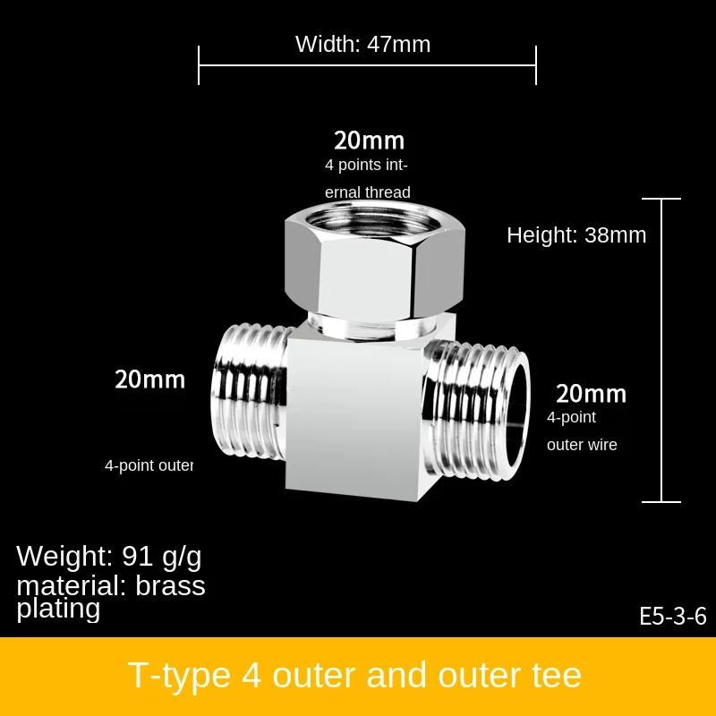 Der Dreiwege-Wasserverteiler aus Kupfer lässt sich direkt mit den 1/2-Zoll-Wasserhahn-Dreiwege-Verteiler-Wasserrohranschlüssen verbinden.