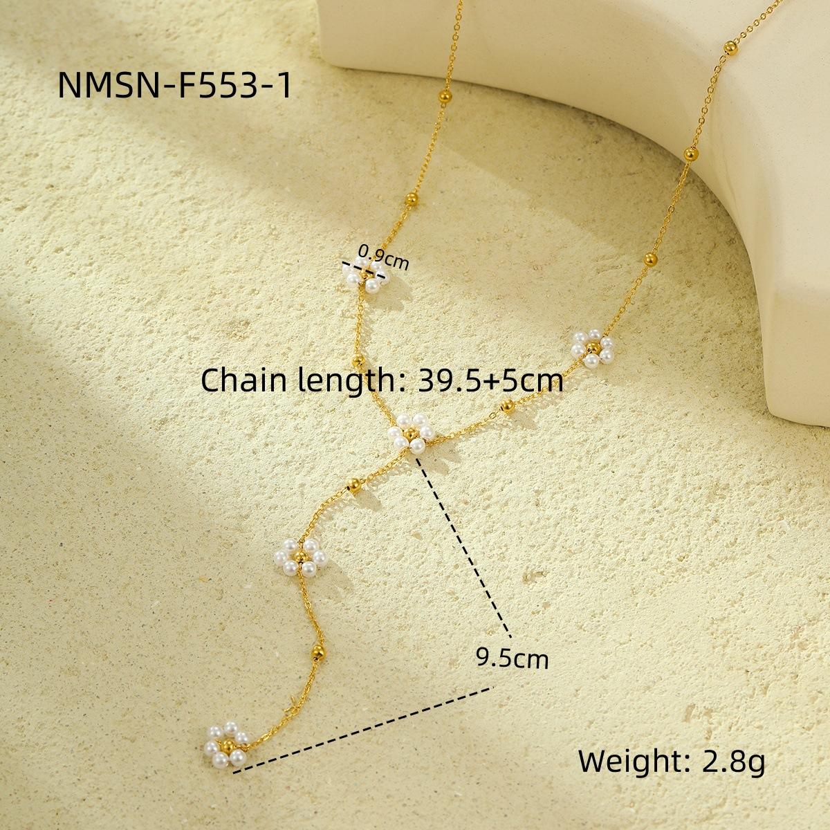 GEMCHIC Women s Stainless Steel Long Tassel Pearl Flower Necklace Layered Chain Choker Non-fading Jewelry
