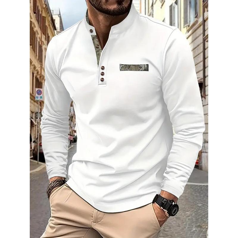 Fashionable Men's Sweatshirt: Casual, Sporty, Comfortable with Small Stand Collar Long-Sleeved Top