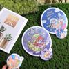 High-looking Mini Round Fan Hand-operated Portable Cloth Fan Cartoon Folding Round Fan  Home Decor